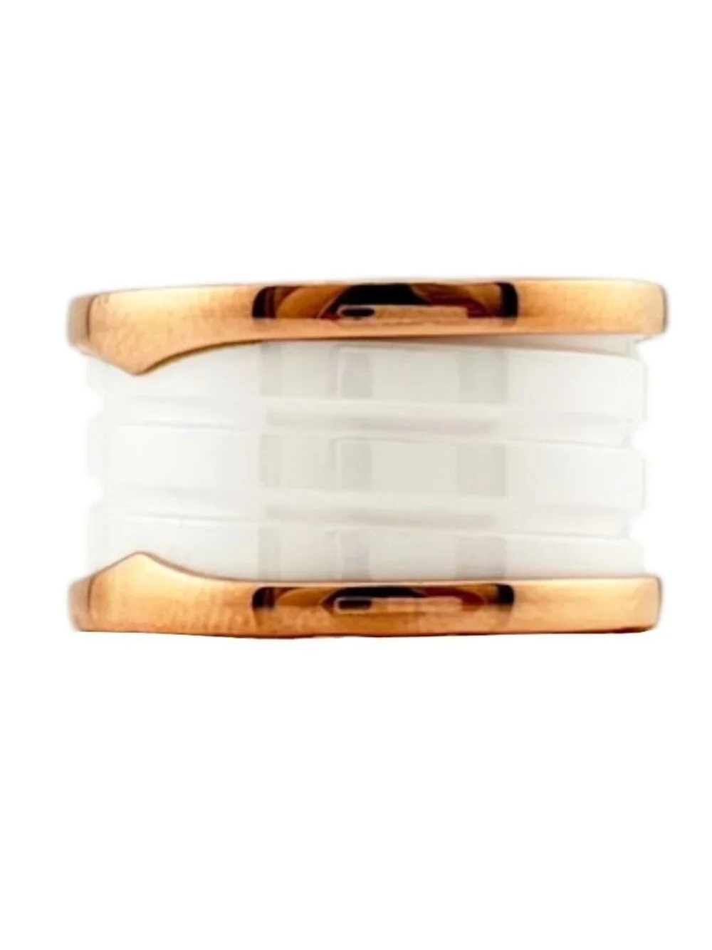 Bvlgari B.Zero1 B.Zero1 Band White Ceramic Ring Gold 18k Pink
